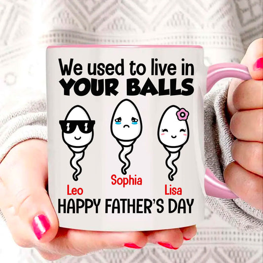 Father's Day Mug We used to live in your balls