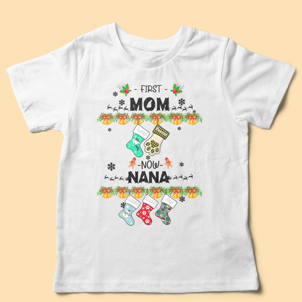 irst Mom And Now Grandma Personalized Christmas Shirt