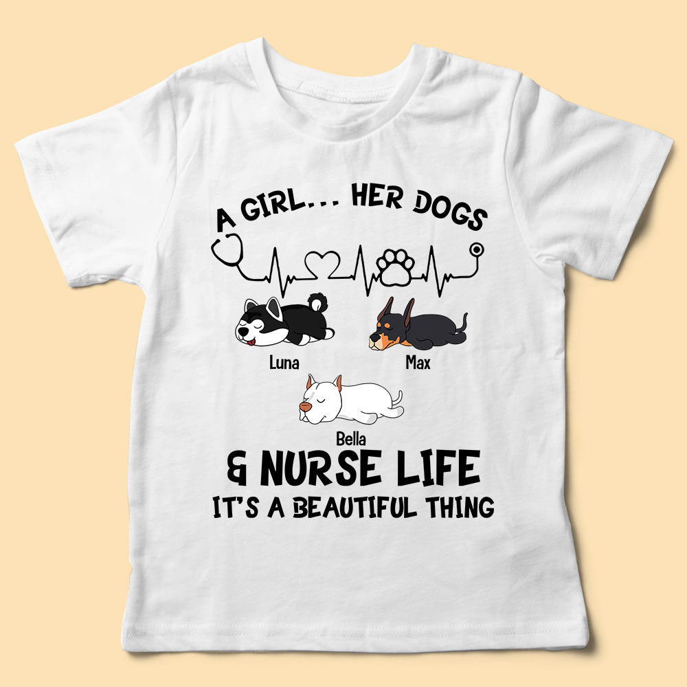 Gifts For Dog Owners A Girl Her Dog And Nurse Personalised T Shirts