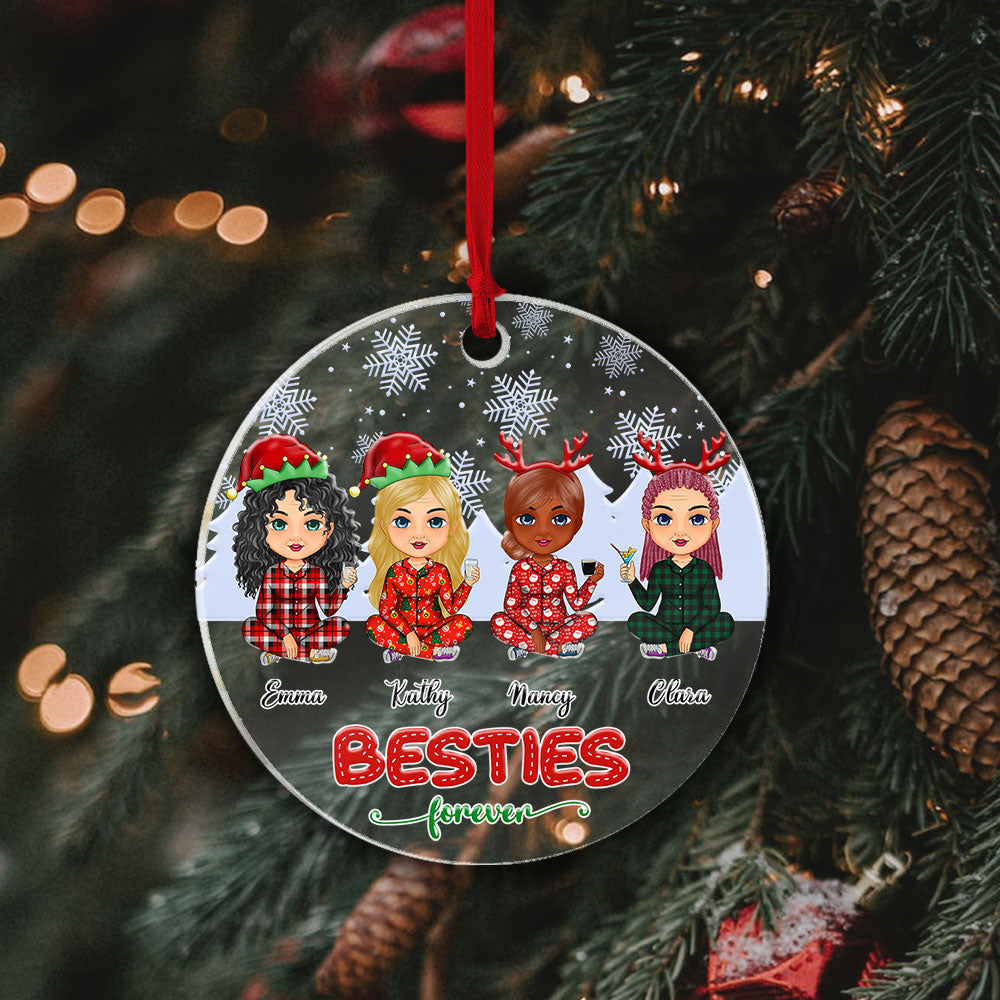 Glass Christmas Ornaments Bestie Forever