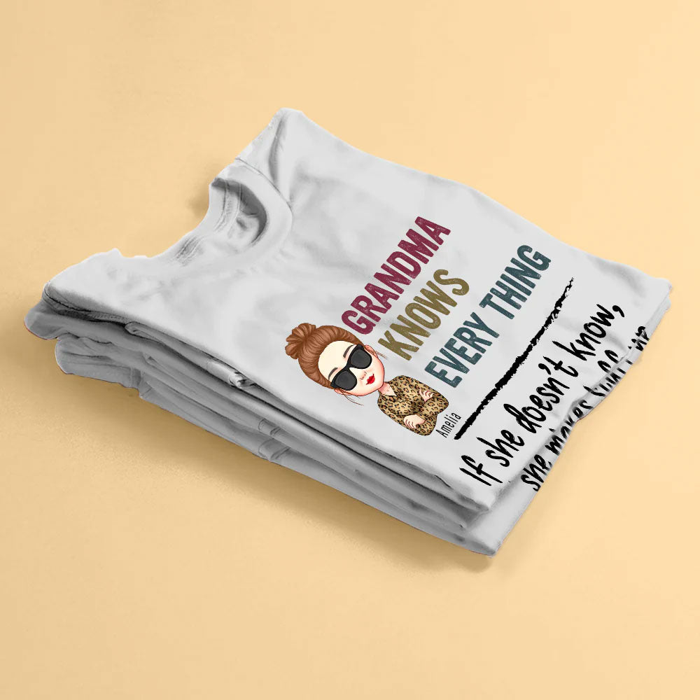 Grandma Knows Everything Personalized Shirt - Gift For Grandma - Mother's Day Gift