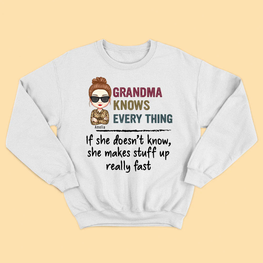 Grandma Knows Everything Personalized Shirt - Gift For Grandma - Mother's Day Gift