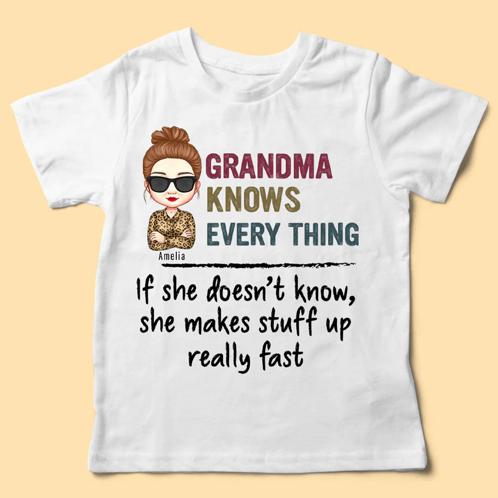 Grandma Knows Everything Personalized Shirt - Gift For Grandma - Mother's Day Gift