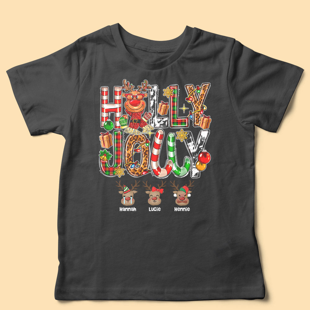 Grandma Reindeer Holly Jolly X-mas Customized Matching Christmas Shirt