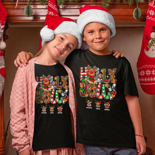 Grandma Reindeer Holly Jolly X-mas Customized Matching Christmas Shirt
