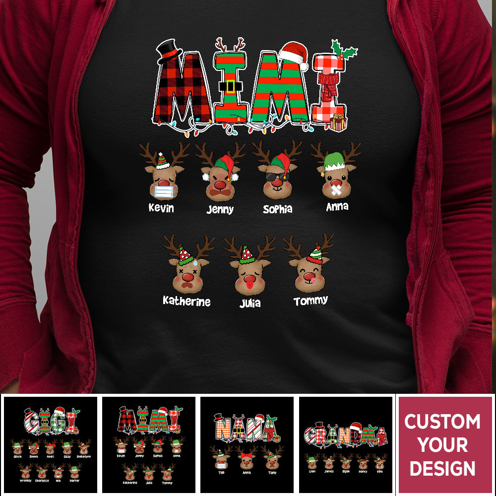 Grandma Reindeer Personalized Matching Christmas Shirt