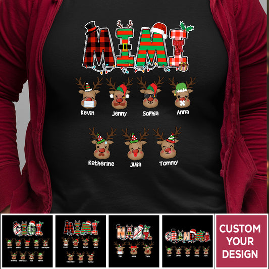 Grandma Reindeer Personalized Matching Christmas Shirt