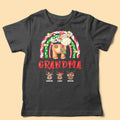 Grandma Reindeer Rainbow X-mas Personalized Matching Christmas Shirt