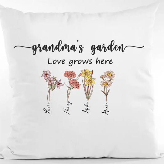 Grandma's Garden Pillow With Grandkids' Names