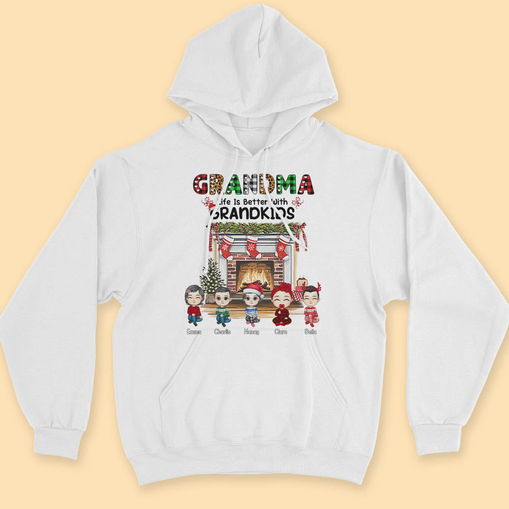 Grandma's Life Is Just Better With Grandkids Personalized Christmas Shirt