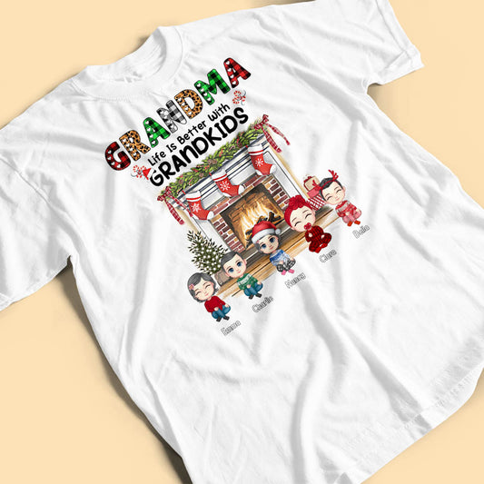 Grandma's Life Is Just Better With Grandkids Personalized Christmas Shirt