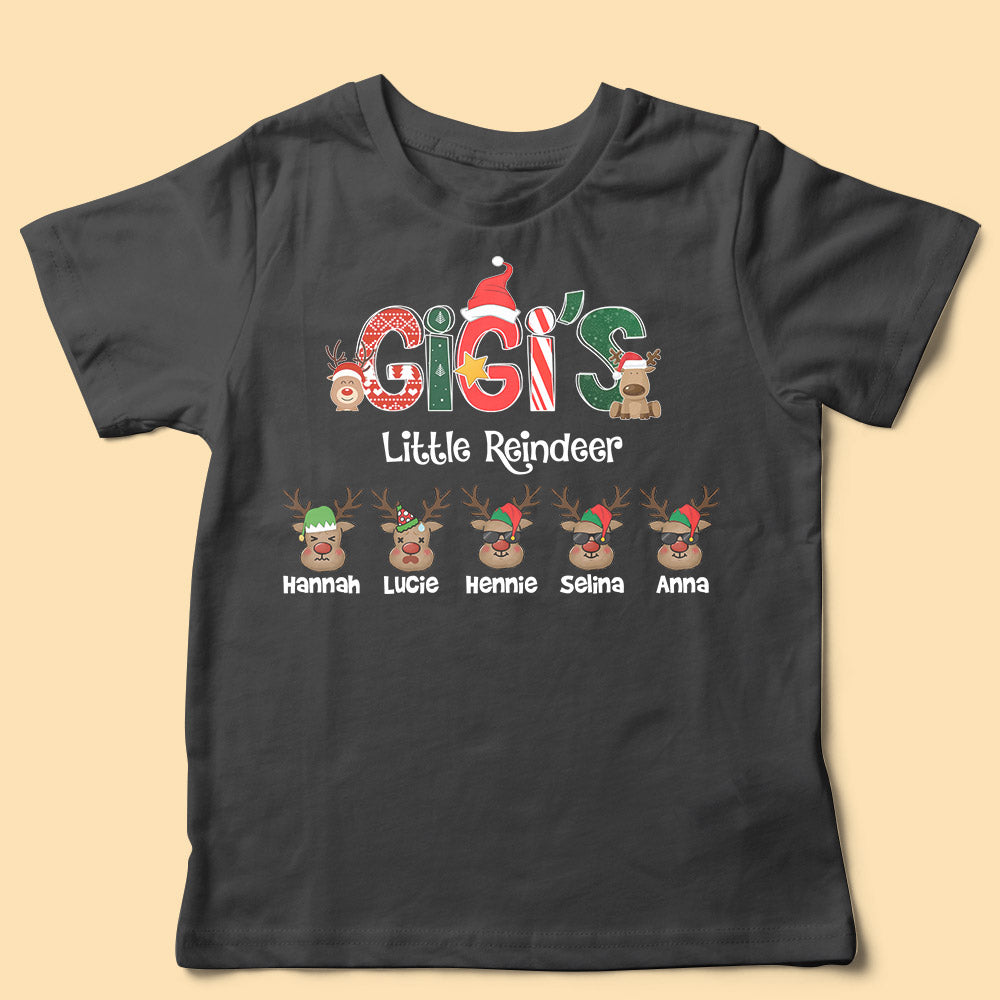 Grandma's Little Reindeer Personalized Matching Christmas Shirt