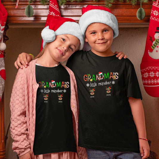 Grandma's Little Reindeer Personalized Matching Christmas Shirt