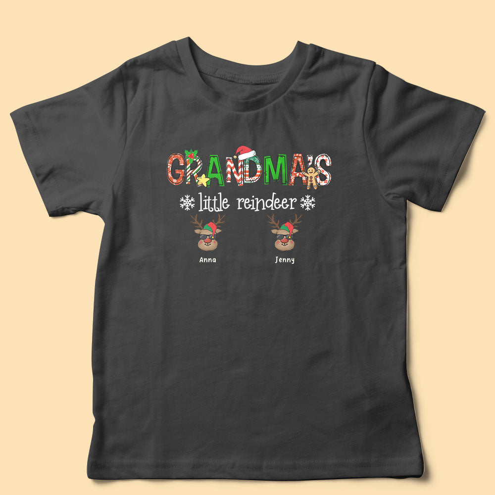 Grandma's Little Reindeer Personalized Matching Christmas Shirt