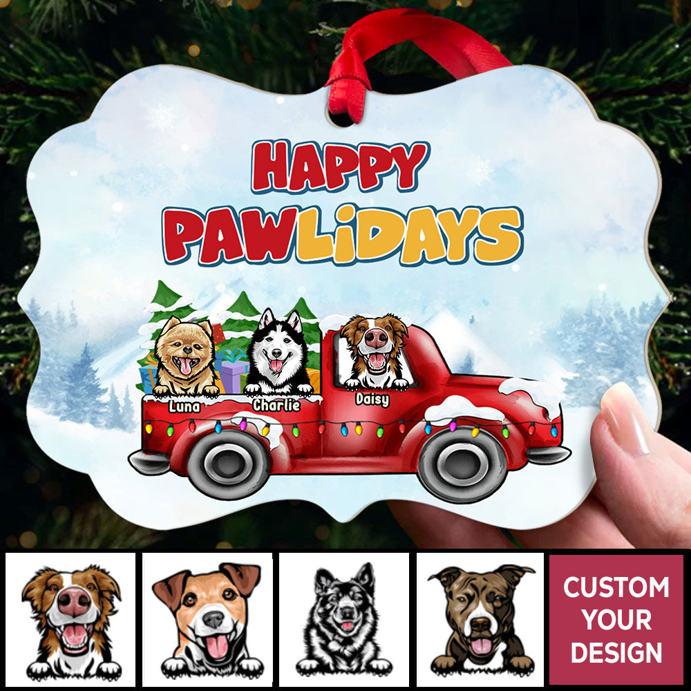 Happy Pawlidays Personalized Christmas Ornaments For Dog Lovers