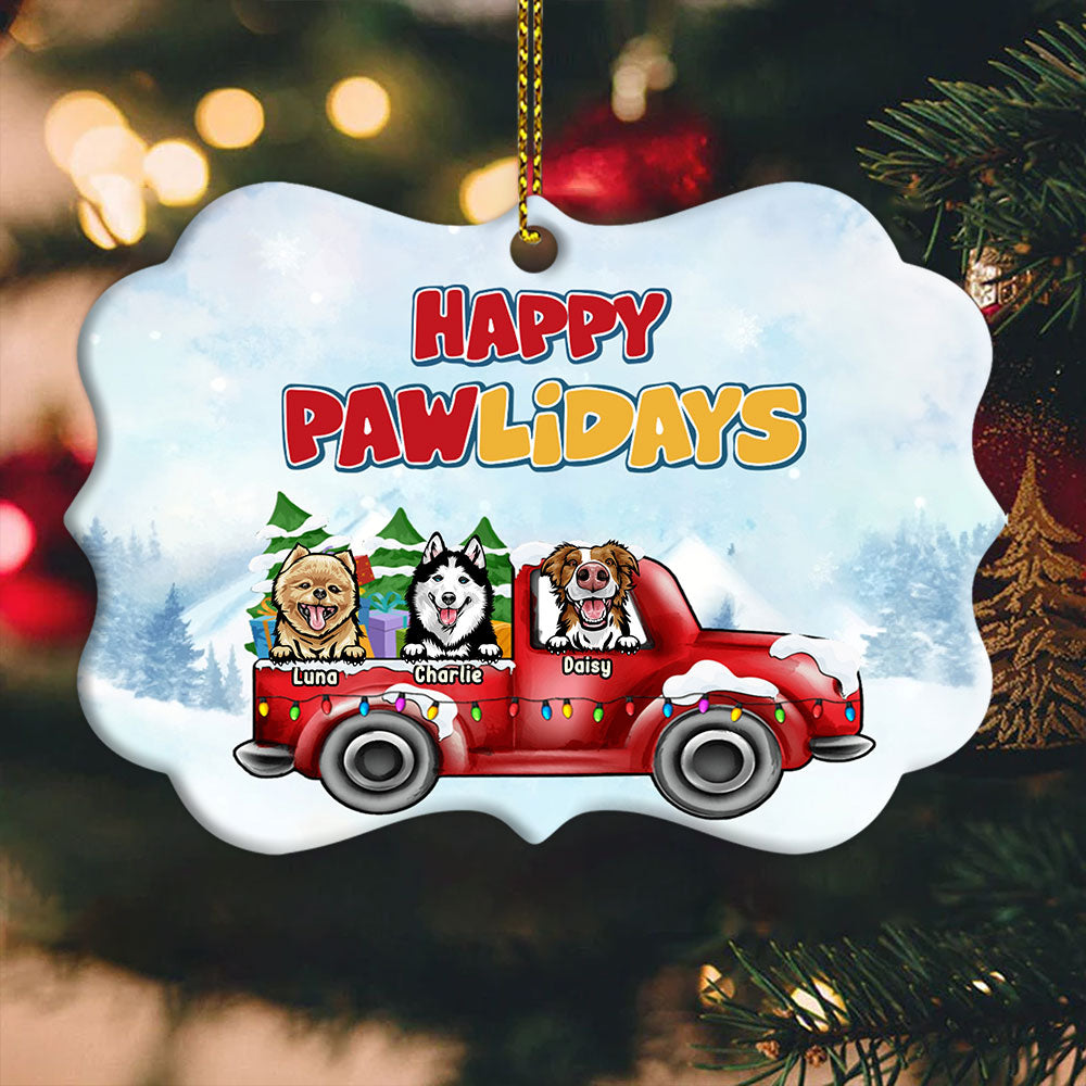 Happy Pawlidays Personalized Christmas Ornaments For Dog Lovers