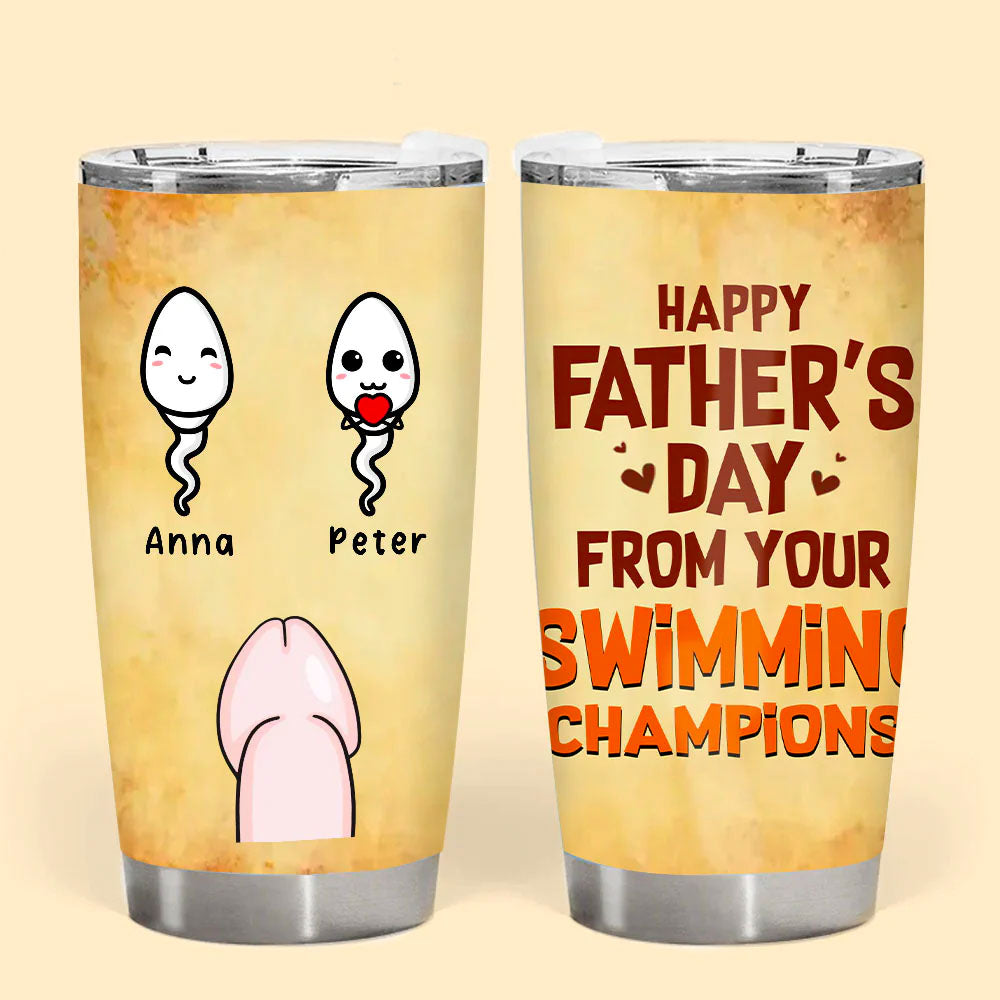 Happy Father's Day From Your Swimming Champion Personalized Tumblers For Dad