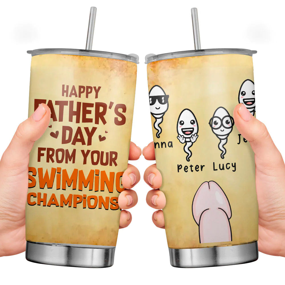 Happy Father's Day From Your Swimming Champion Personalized Tumblers For Dad