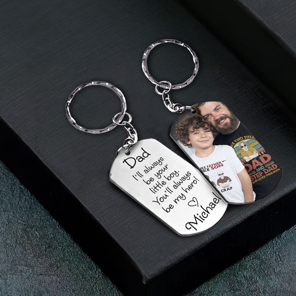 I'll Always Be Your Little Kid Custom Photo Keychain Father's Day Gift