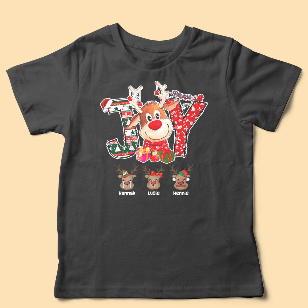 Joy Grandma Reindeer Personalized Matching Christmas Shirt