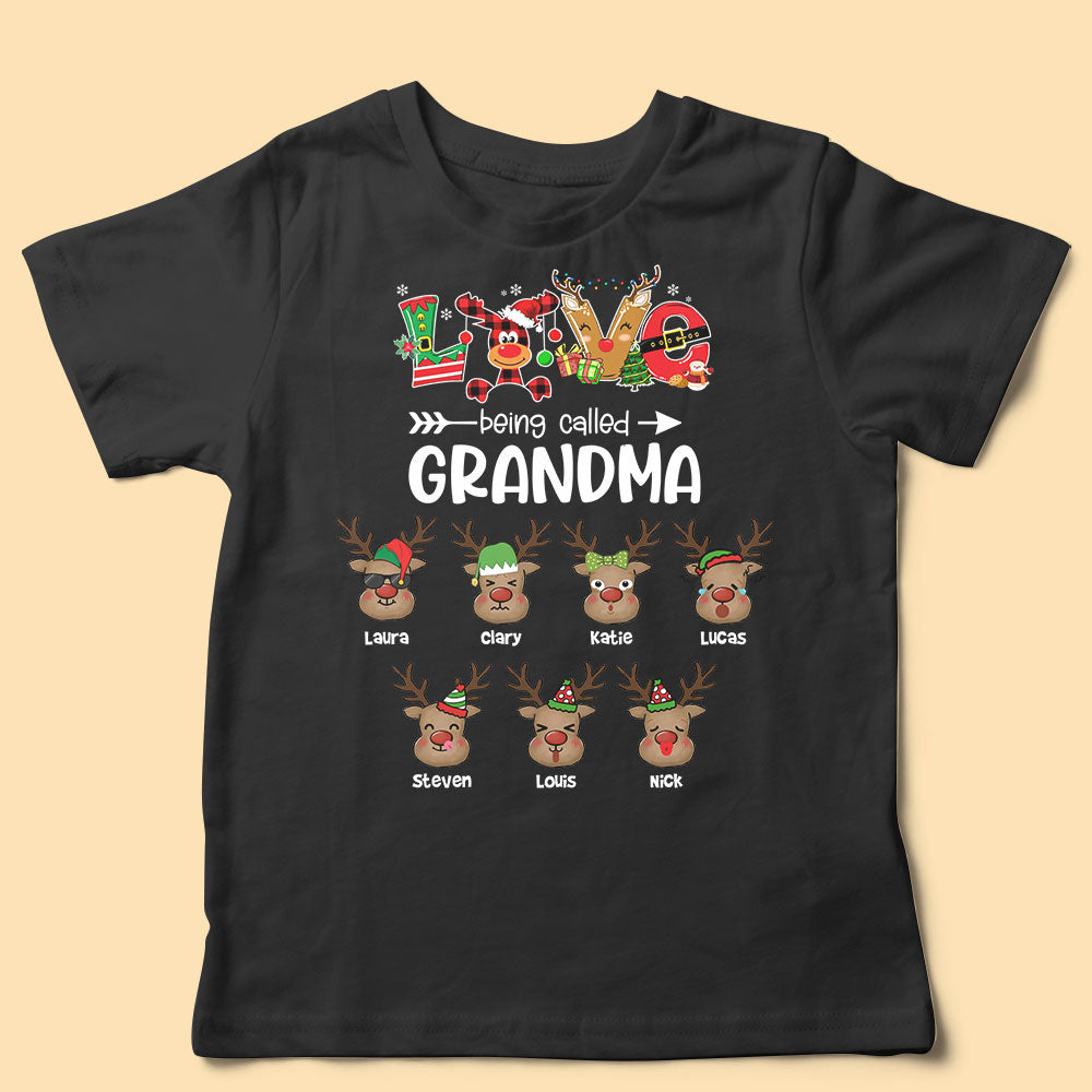 Love Being Called Grandma Personalized Reindeer Matching Christmas Shirt