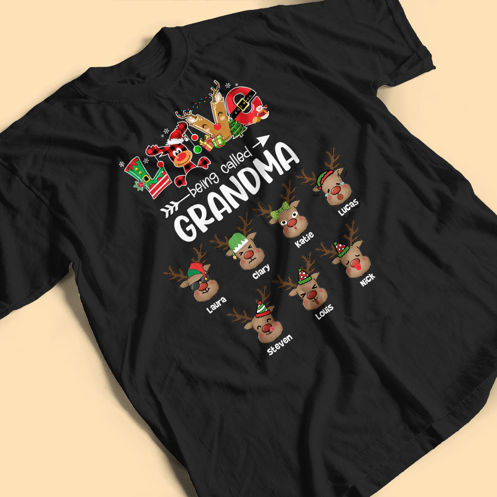 Love Being Called Grandma Personalized Reindeer Matching Christmas Shirt