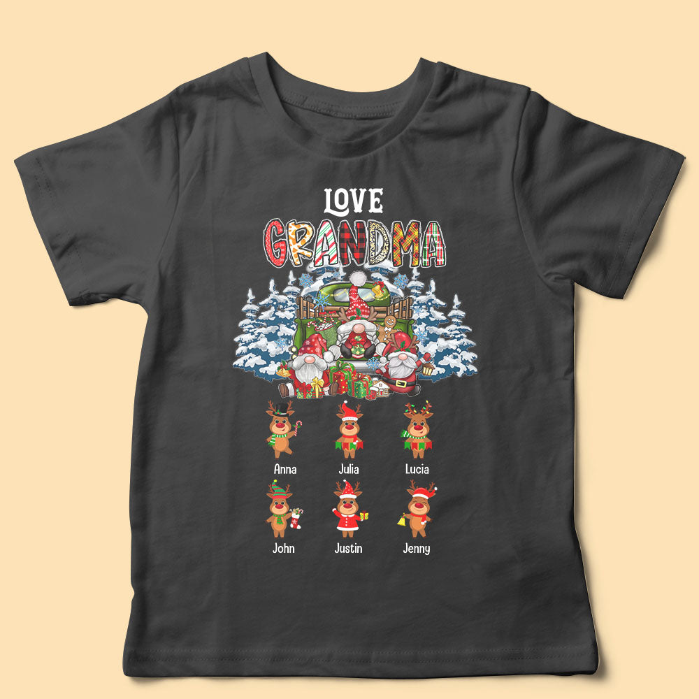 Love Grandma’s Cute Reindeer Personalized Matching Christmas Shirt