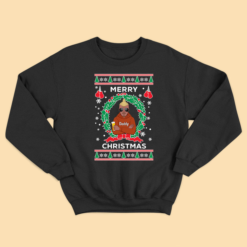 Merry Christmas Personalized Mens Ugly Christmas Sweater