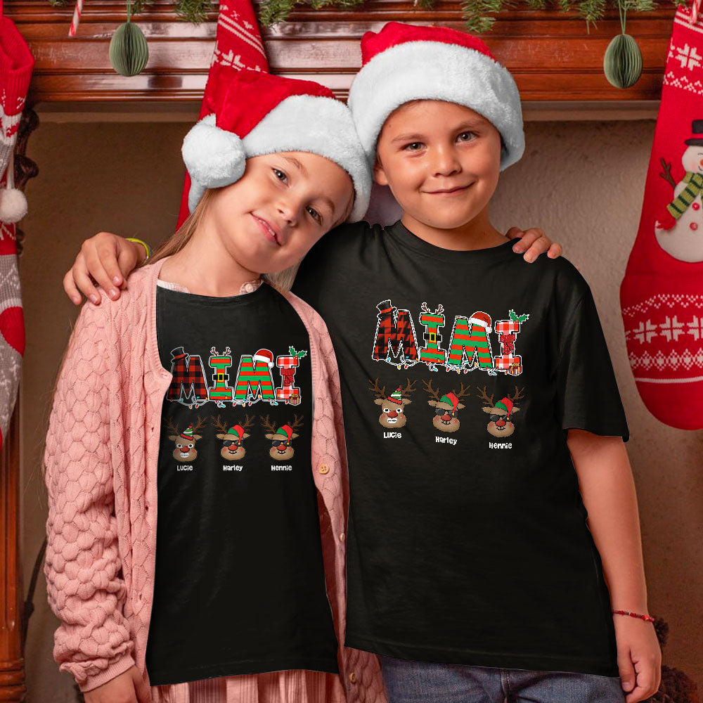 Grandma Reindeer Personalized Matching Christmas Shirt