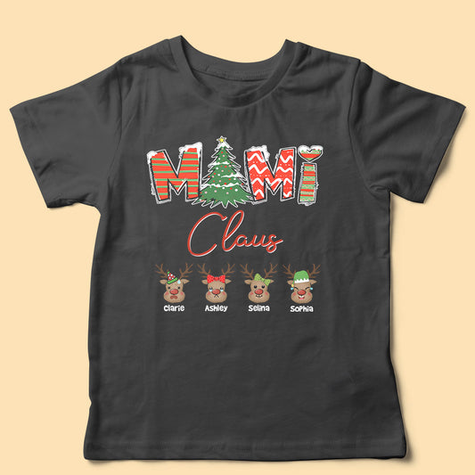 MiMi Claus Reindeer Grandma Lighting Personalized Family Christmas Shirt