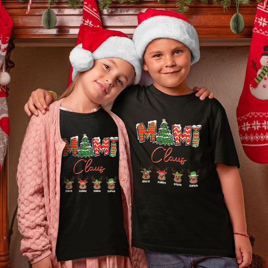 MiMi Claus Reindeer Grandma Lighting Personalized Family Christmas Shirt