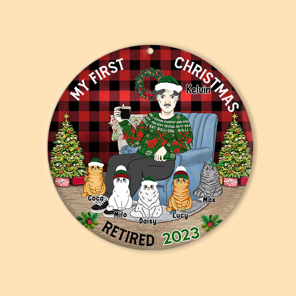 My First Christmas - Christmas Gift For Cat Lovers - Personalized Custom Circle Ceramic Ornament