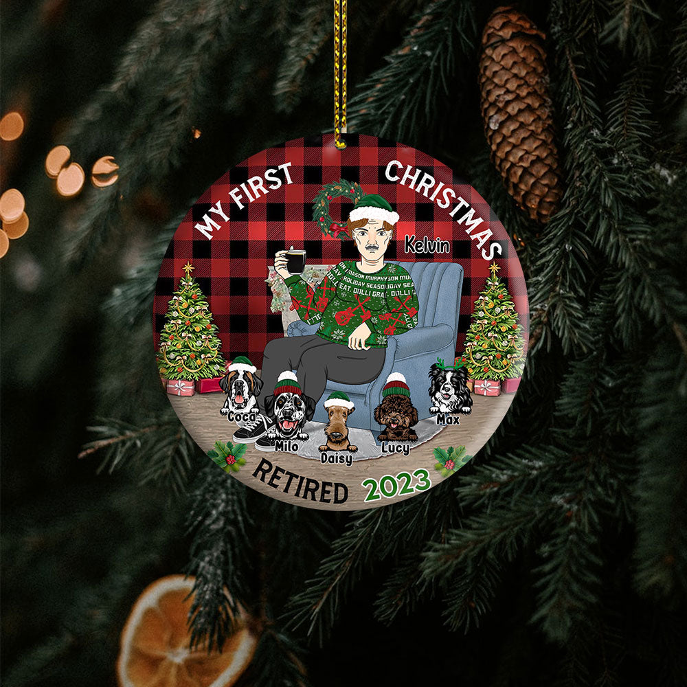 My First Christmas - Christmas Gift For Dog Lovers - Personalized Custom Circle Ceramic Ornament