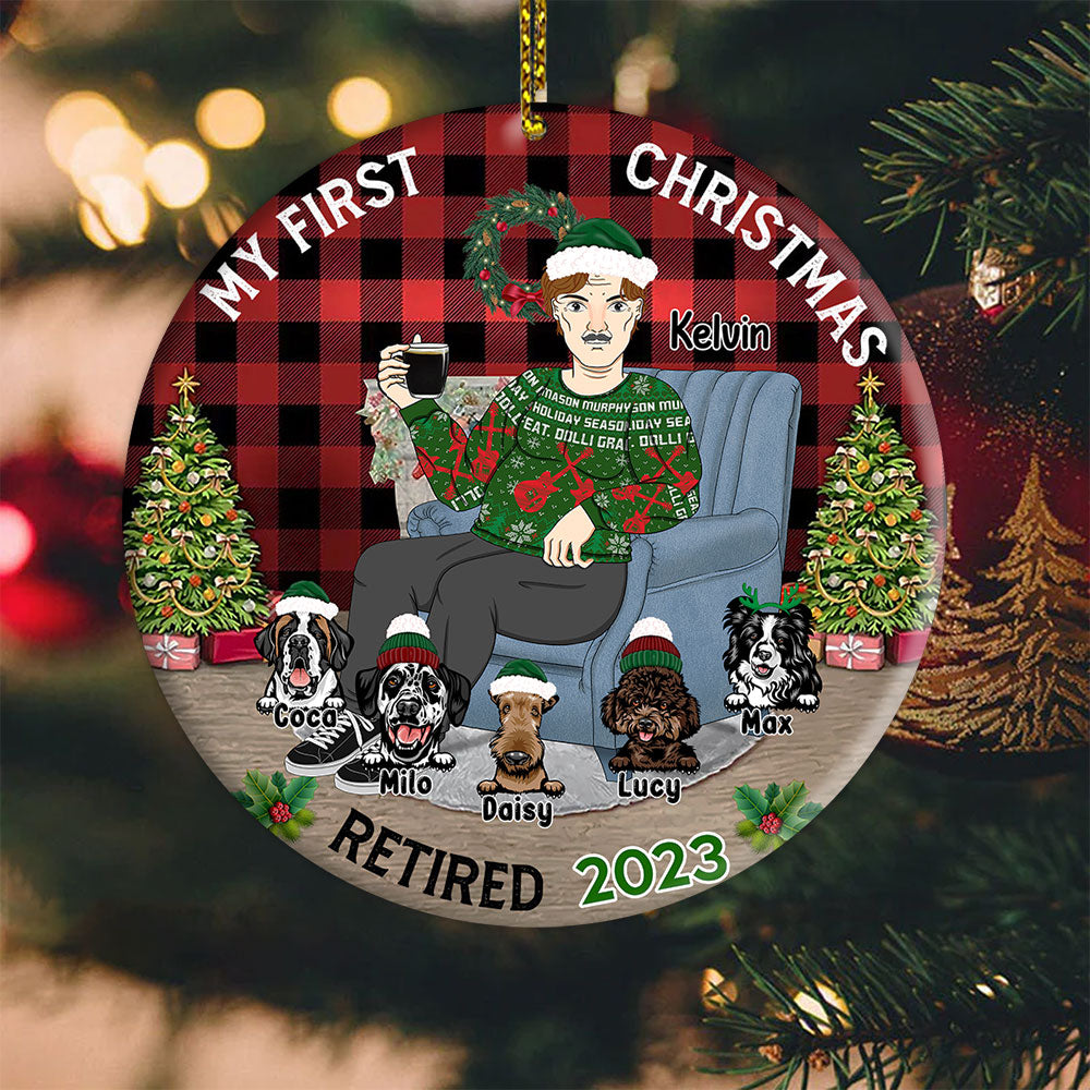 My First Christmas - Christmas Gift For Dog Lovers - Personalized Custom Circle Ceramic Ornament