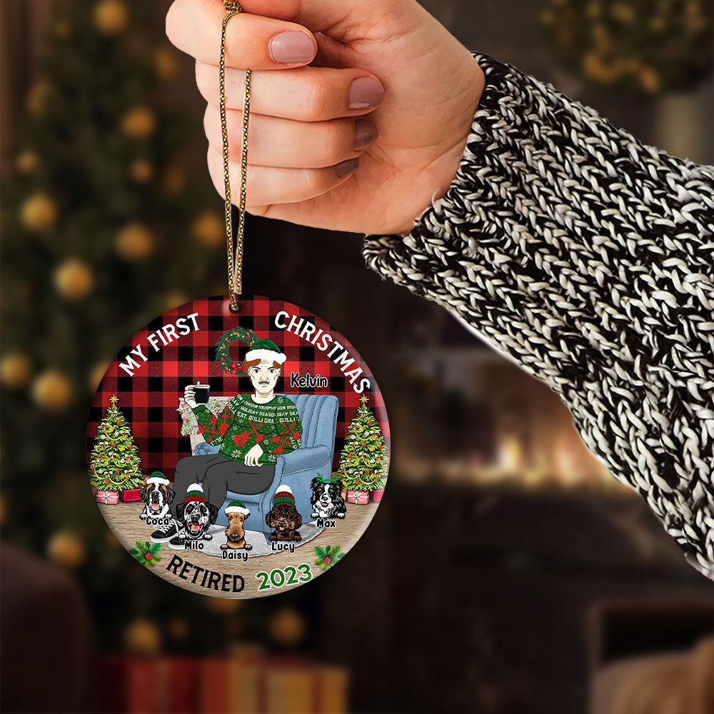 My First Christmas - Christmas Gift For Dog Lovers - Personalized Custom Circle Ceramic Ornament