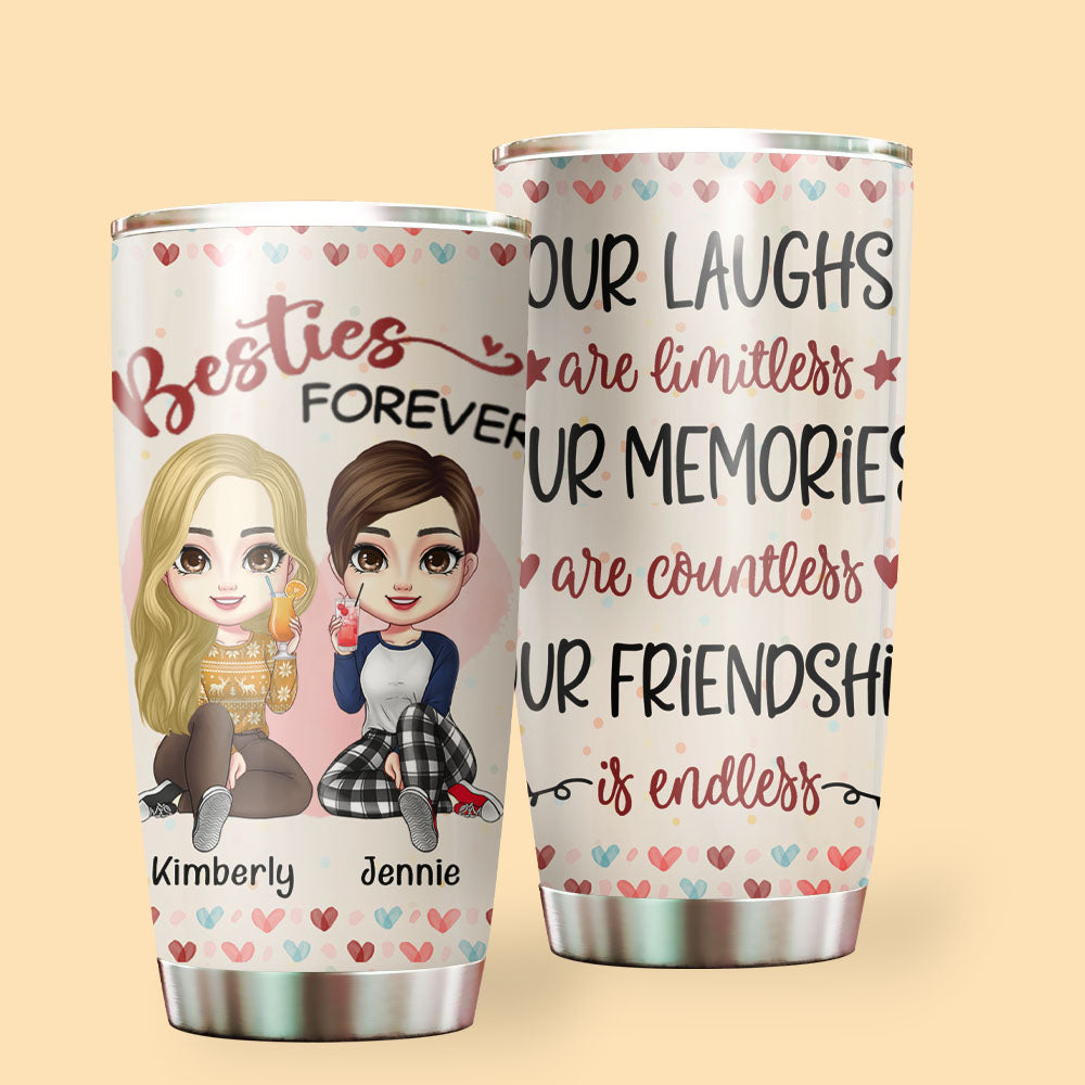 Our Laughs Are Limitless,Our Friendship Is Endless Personalized Tumbler, Gift for Bestie