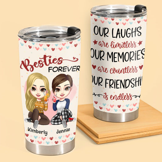 Our Laughs Are Limitless,Our Friendship Is Endless Personalized Tumbler, Gift for Bestie