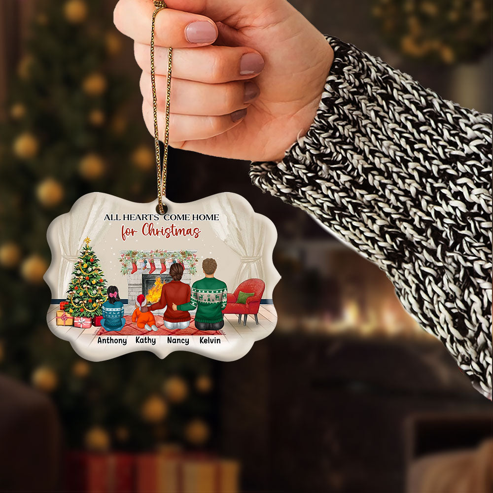 Personalized Christmas Ornament All Hearts Come Home For Christmas