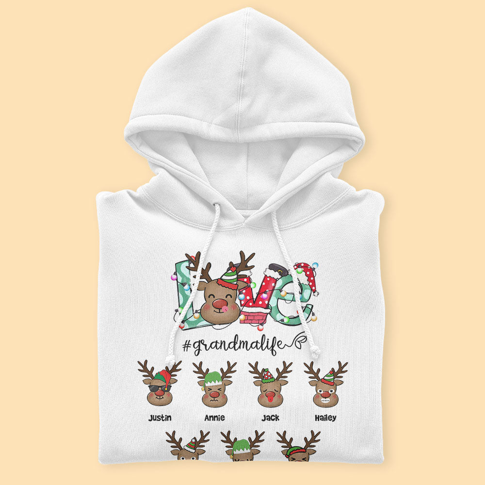 Personalized Reindeer Love Grandma Matching Christmas Shirt