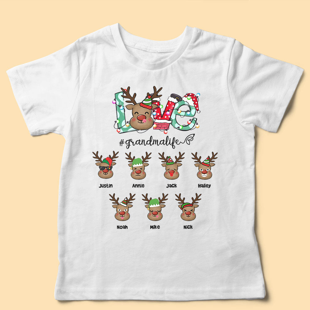 Personalized Reindeer Love Grandma Matching Christmas Shirt