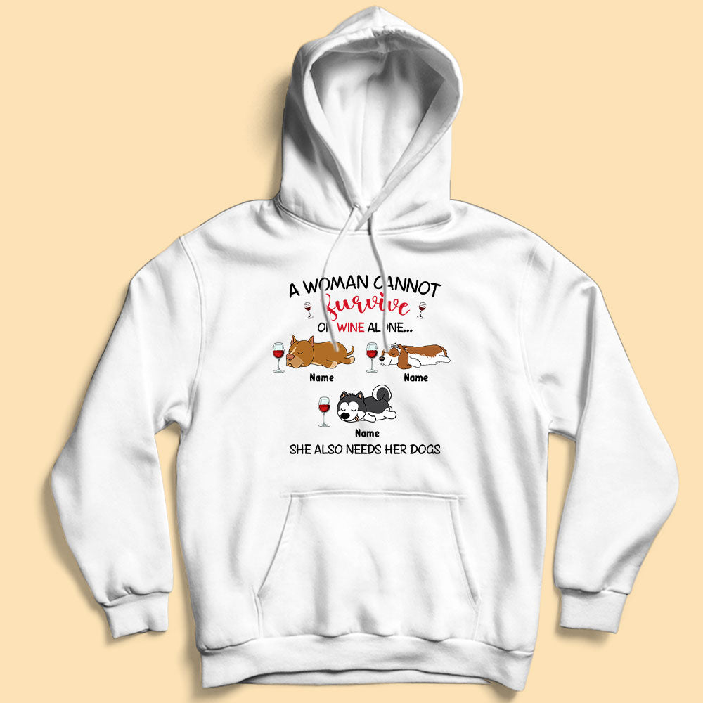 Personalized Shirt For Dog Lovers A Woman Cannot Survive On Wine Alone