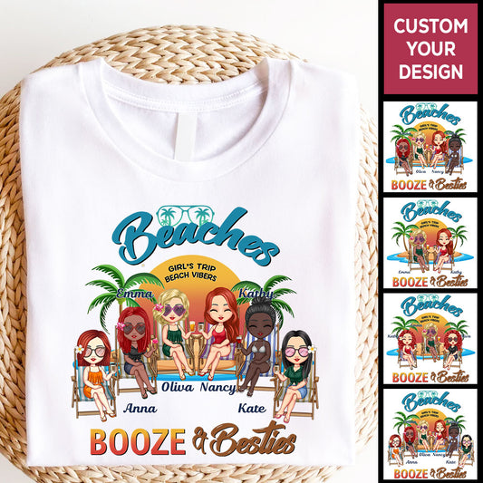 Personalized Sister Gift Shirt Beaches Booze Besties