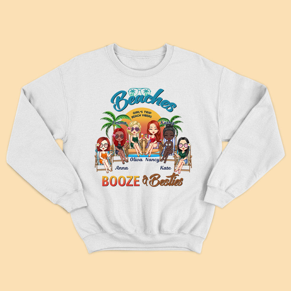 Personalized Sister Gift Shirt Beaches Booze Besties