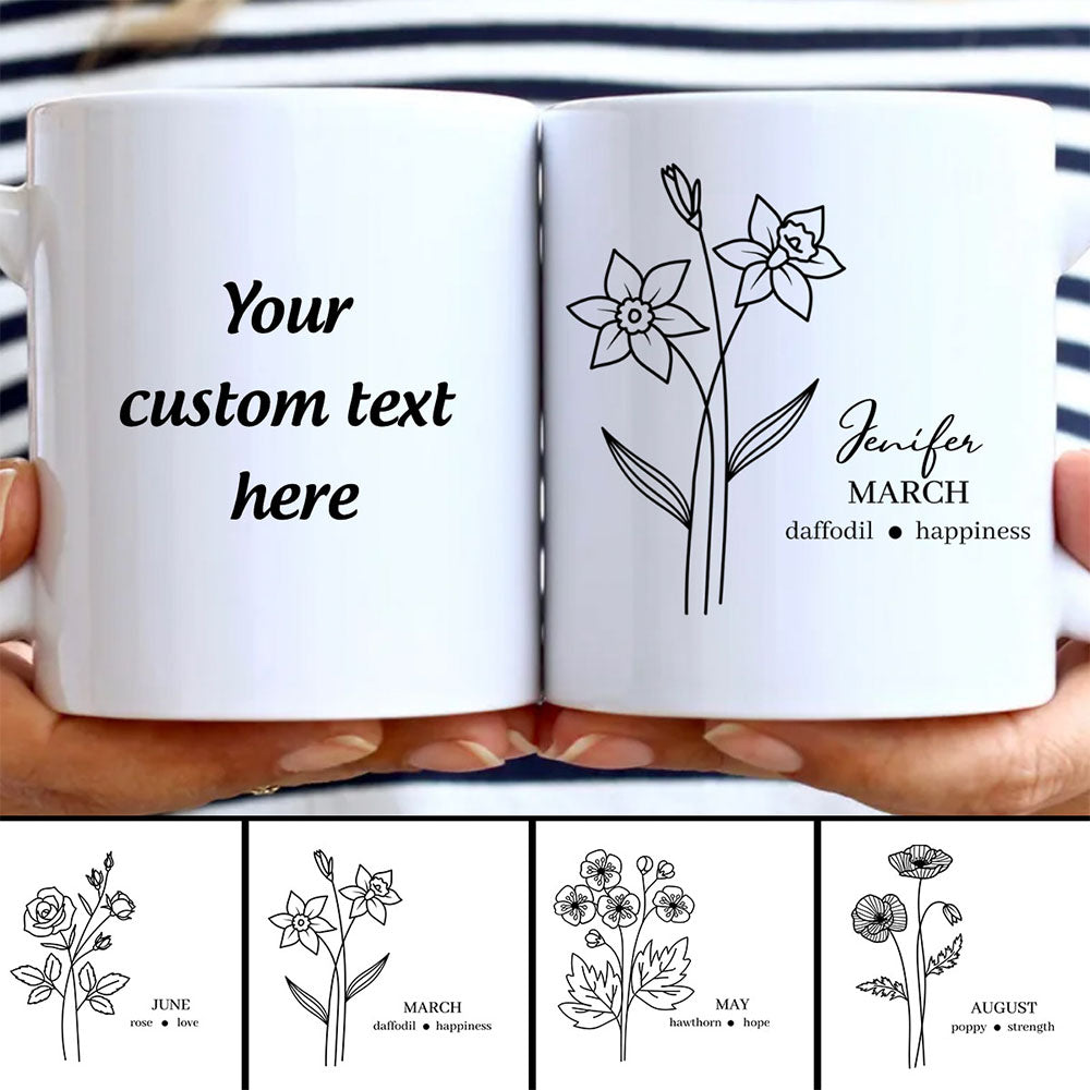 Personalized Birth Flower Mugs for Mother's Day