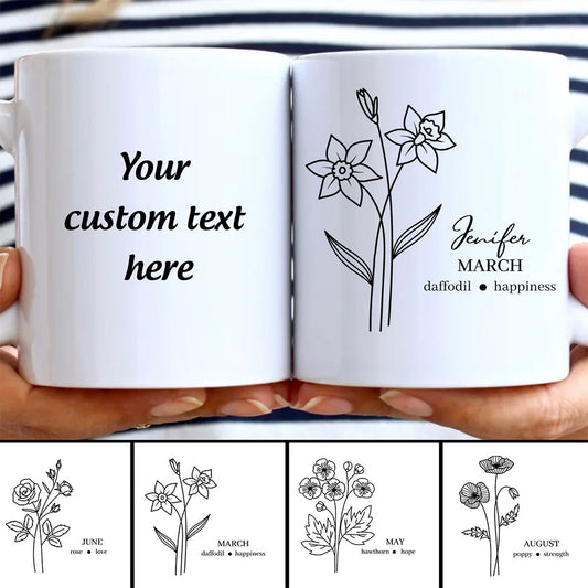 Personalized Birth Flower Mugs for Mother's Day