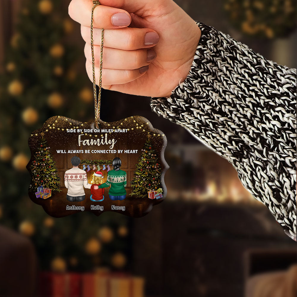 Personalized Christmas Ornament Family Will Always Be Connected By Heart