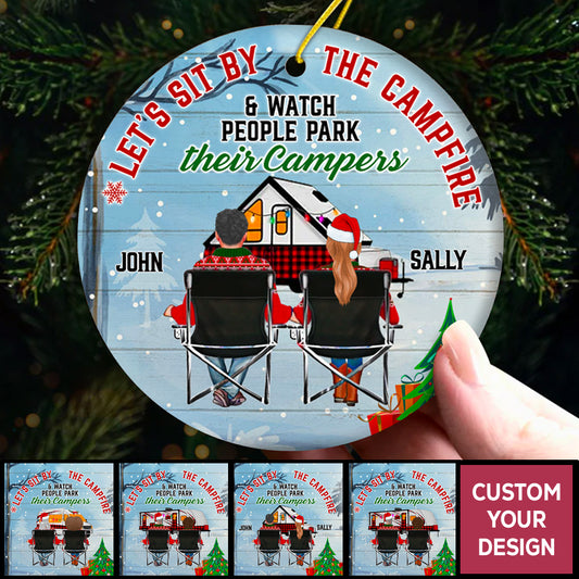 Personalized Christmas Ornament For Couple Let's Sit By The Campfire Husband Wife Camping