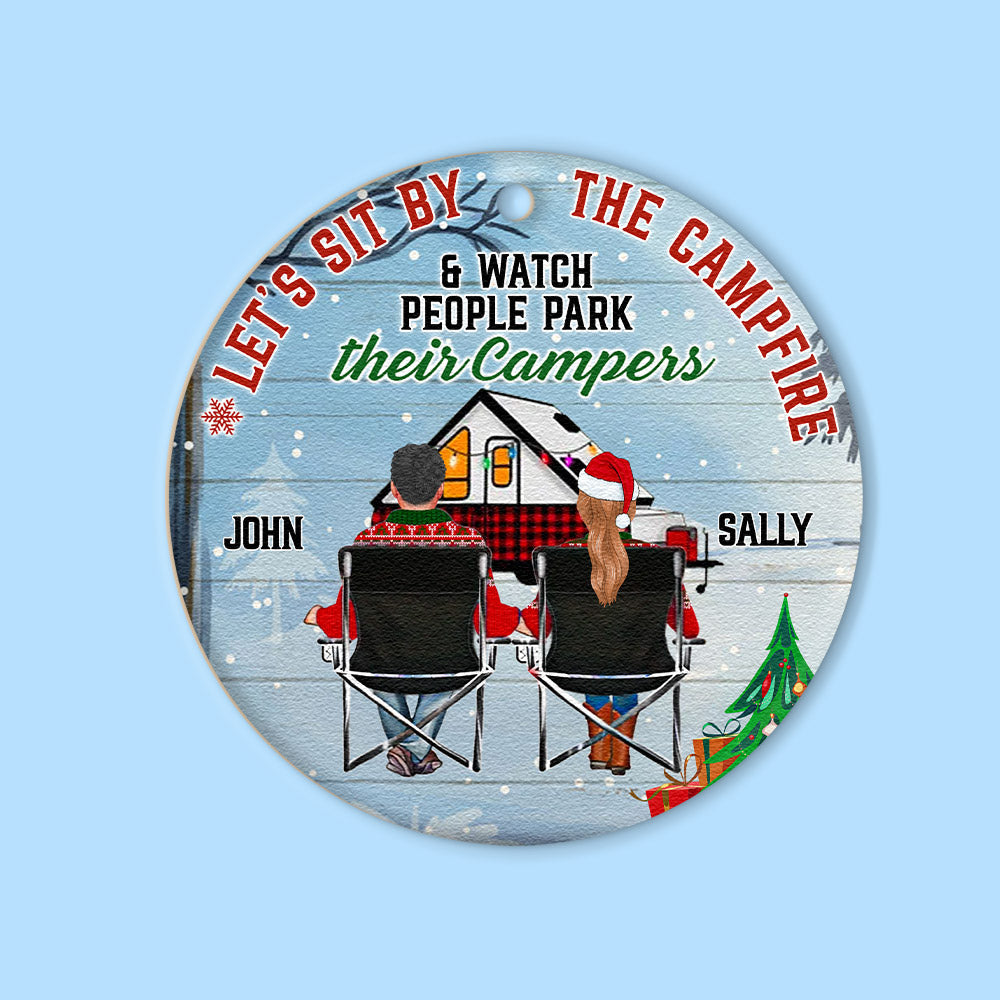 Personalized Christmas Ornament For Couple Let's Sit By The Campfire Husband Wife Camping