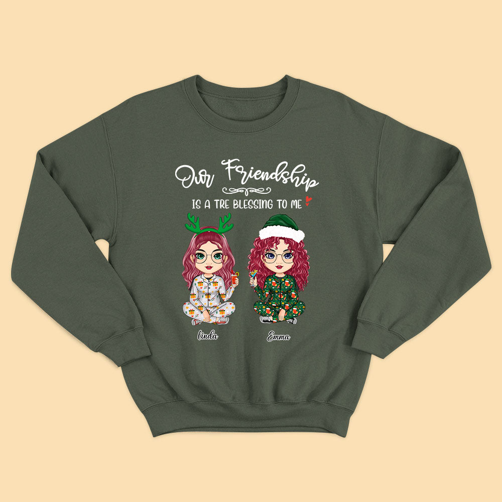 Personalized Christmas Shirt For Besties Our Friendship Is A Tre Blessing To Me