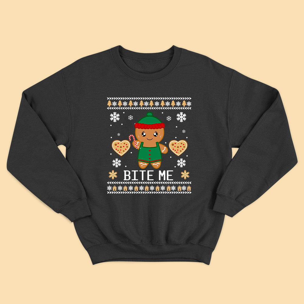 Personalized Christmas Shirt Gingerbread Bite Me